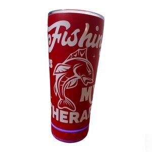Portable Speaker Tumbler Red With Personalized Fishing White Design Custom Made